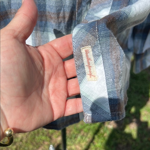 Weatherproof Blue and Brown Plaid Button Down Shirt - Picture 5 of 10